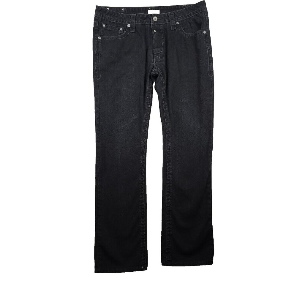 Antique River Jeans Mens Size 38x34 Black Straight Leg Embellished Pocket Rocker